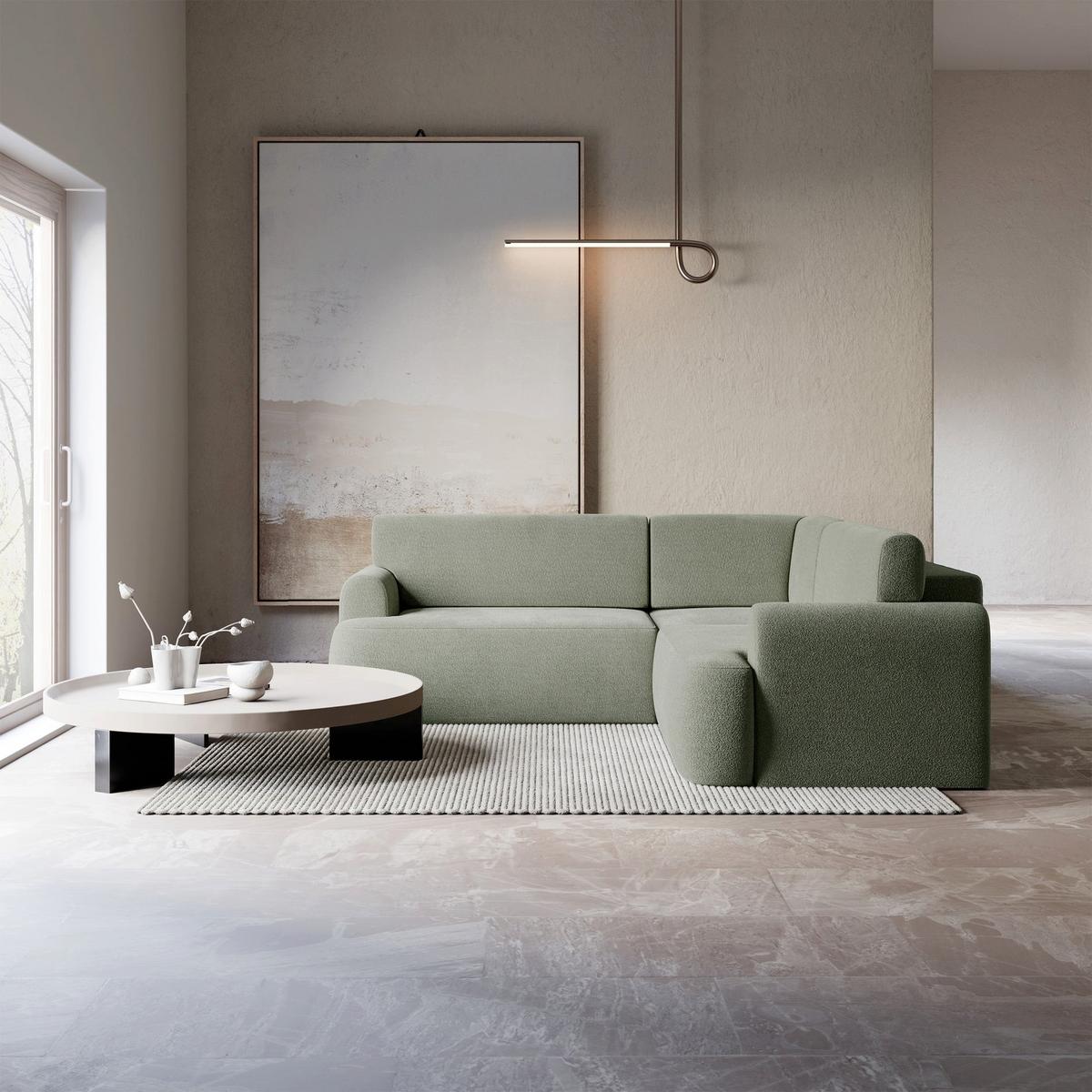 ECKSOFA Kaveo 245 cm universell mit Eckelement - Schwarz/Hellgrün, Kunststoff/Textil (245/245cm) - Selsey