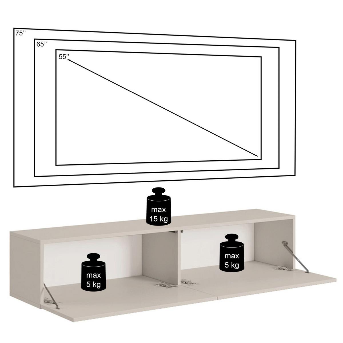 TV-HÄNGEBOARD Veldio Graubeige 140 cm - Taupe/Greige, Holzwerkstoff (140/28.5/31.6cm) - Selsey
