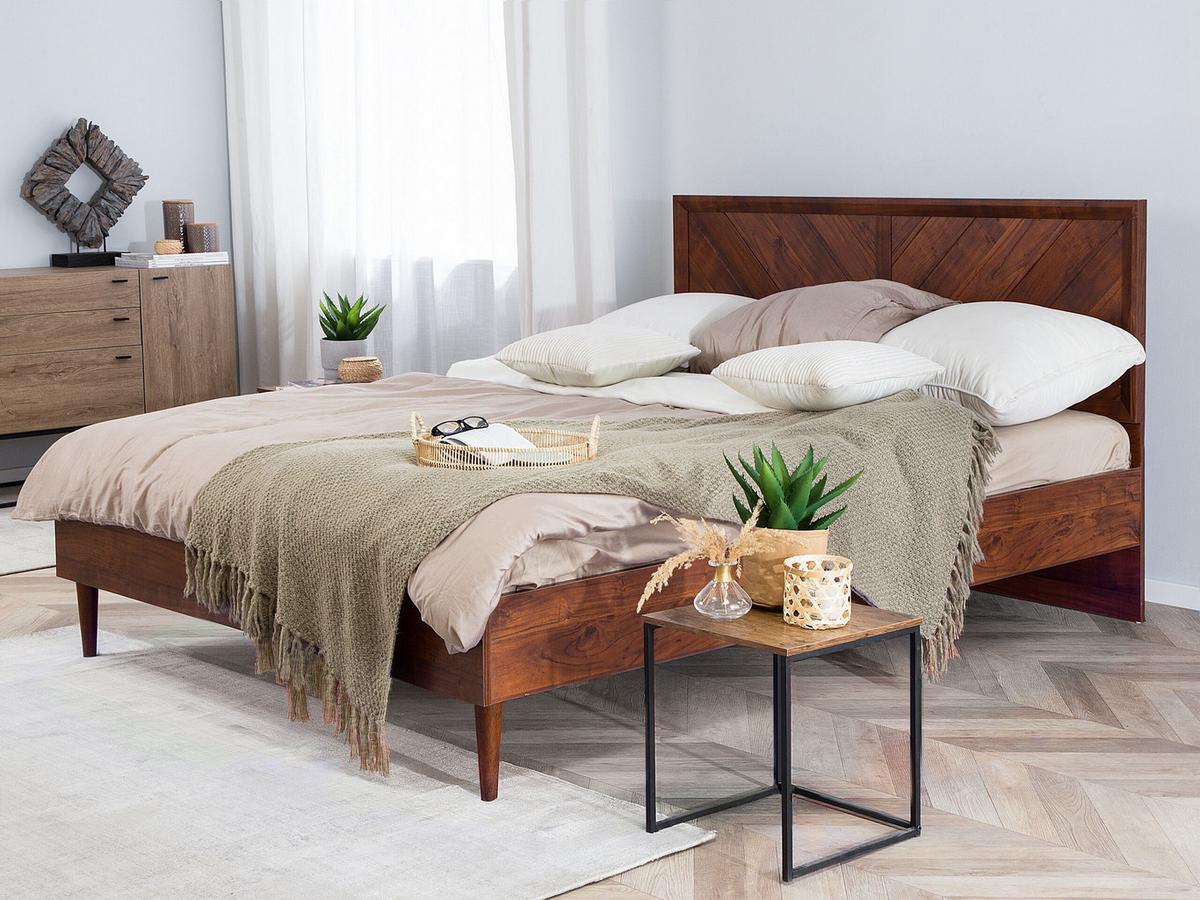 BETT 140/200cm Dunkler Holzfarbton Mialet - Dunkelbraun, Holzwerkstoff (140/200cm) - Beliani