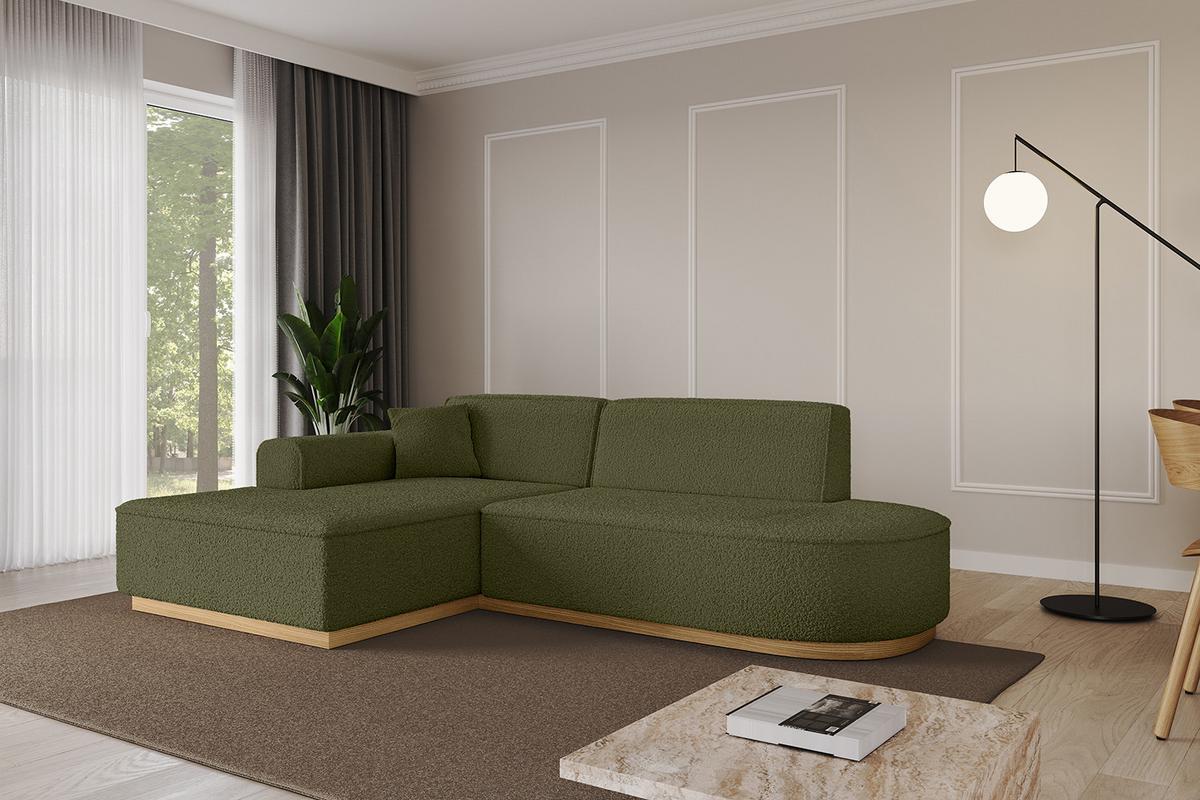 ECKSOFA Ottomane Links IREA-L1-v2 - 232x165x80 cm Grün - Platinfarben, Holzwerkstoff/Textil (232/165cm) - ALTDECOR