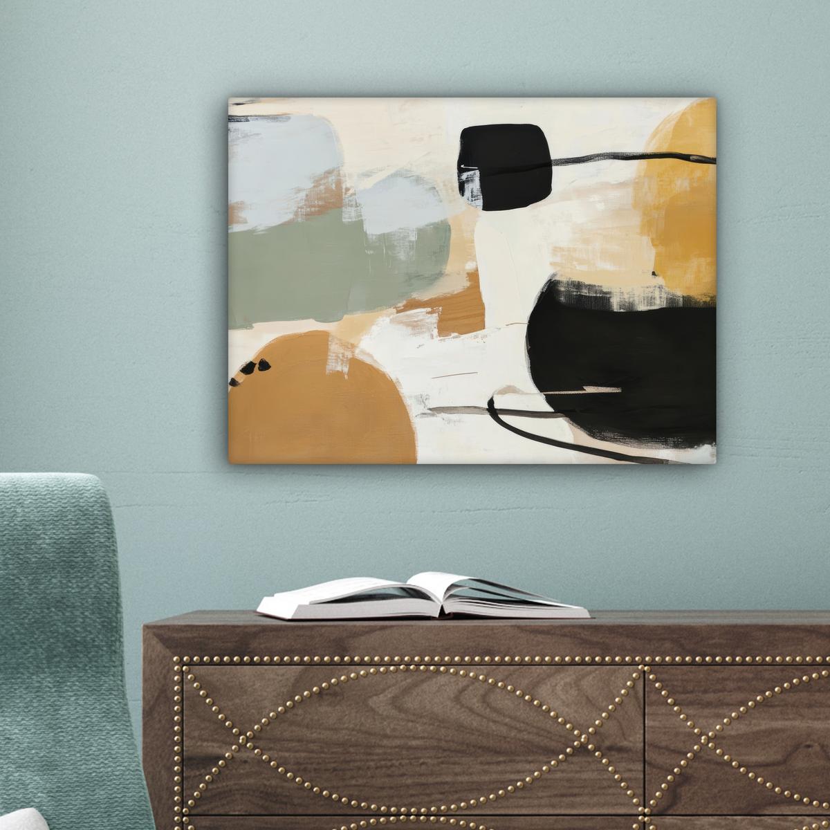 LEINWANDBILD Farbe - Abstrakt - Farben Wandbild 40x30 cm - Currygelb, Textil (40/30cm) - MuchoWow