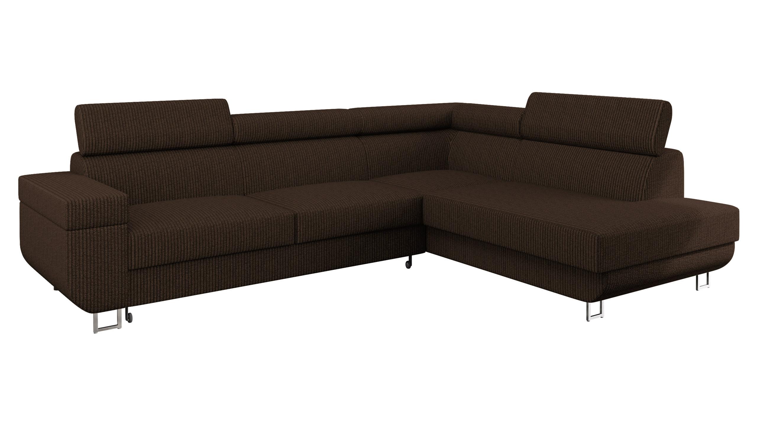 ECKSOFA Fonti Cord, Seite: Rechts - Braun, Holz/Textil (253/188cm) - MIRJAN24