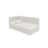 EINZELBETT Jugendbett mit Bettkasten Rechts, mit Matratze - LIVY 80x200 Beige - Hellbraun, Holzwerkstoff/Textil (80/200cm) - ALTDECOR