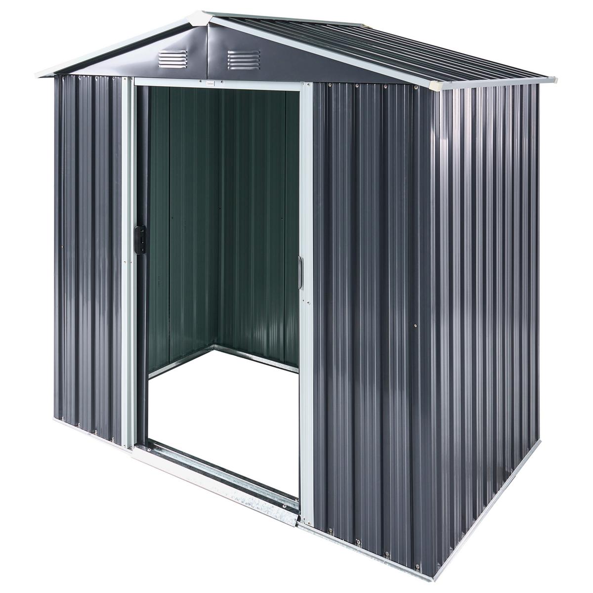 GERÄTEHAUS 194 cm 118 cm Graphitgrau Cirella - Graphitfarben/Weiß, Metall (194/184/118cm) - Beliani