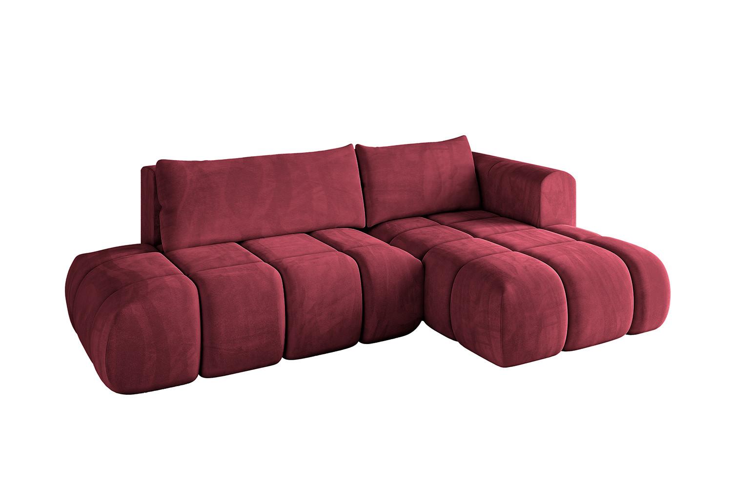 ECKSOFA Ottomane Rechts CLOUD-L 280x185x90 Bordeaux Velours - Bordeaux, Holzwerkstoff/Kunststoff (185/280cm) - ALTDECOR