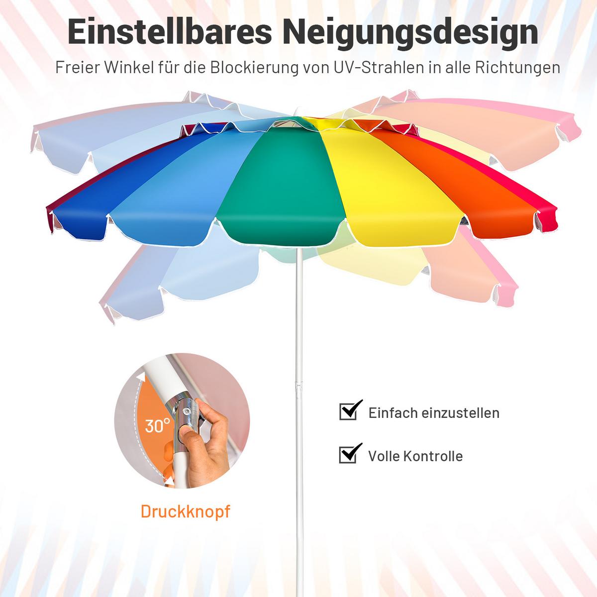 SONNENSCHIRM Bunt - Multicolor, Metall (250/250cm) - COSTWAY