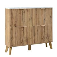 SCHUHSCHRANK mit 3d-strukturfront & 4 klappfächern - Naturfarben, Holzwerkstoff (105/95.5/24cm) - Urban Meuble
