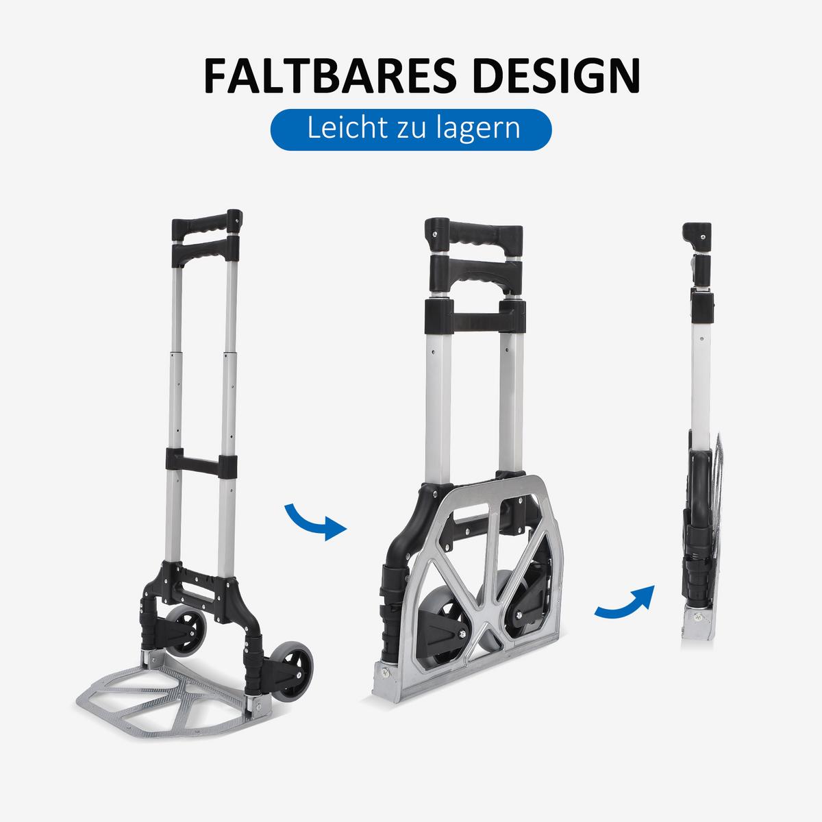 ALU Sackkarre, Transportkarre - Schwarz, Metall (385/100/41cm) - HOMCOM