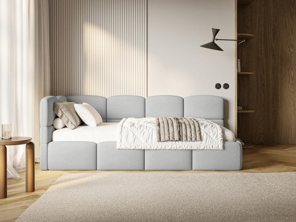 JUGENDBETT Cloudy Hellgrau 120 cm, Chenille - Hellgrau/Schwarz, Kunststoff/Textil (120/200cm) - Selsey