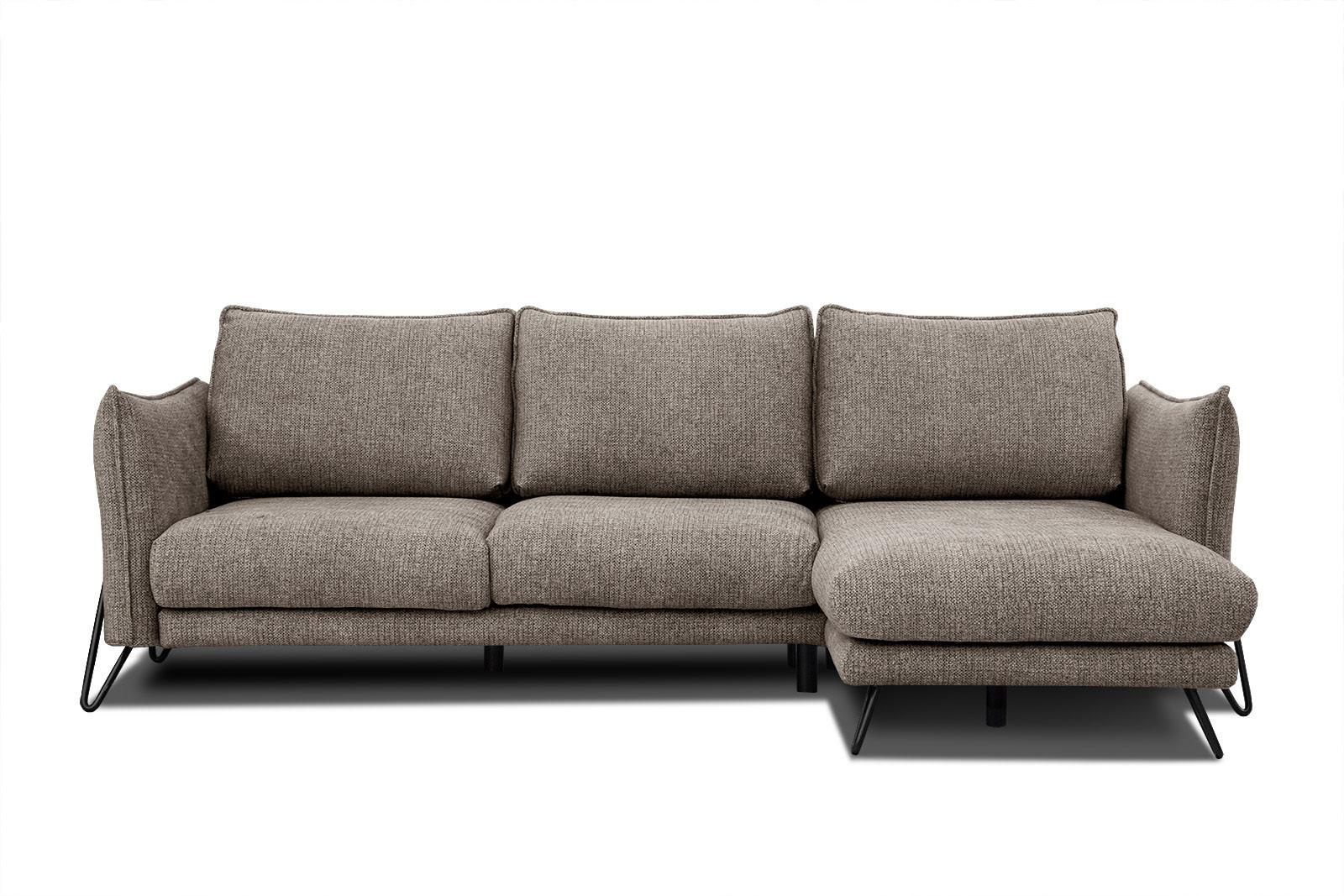 ECKSOFA HOSTEN 4-Sitzer, taupe - Taupe/Schwarz, Holzwerkstoff/Textil (269/158cm) - Wozimo