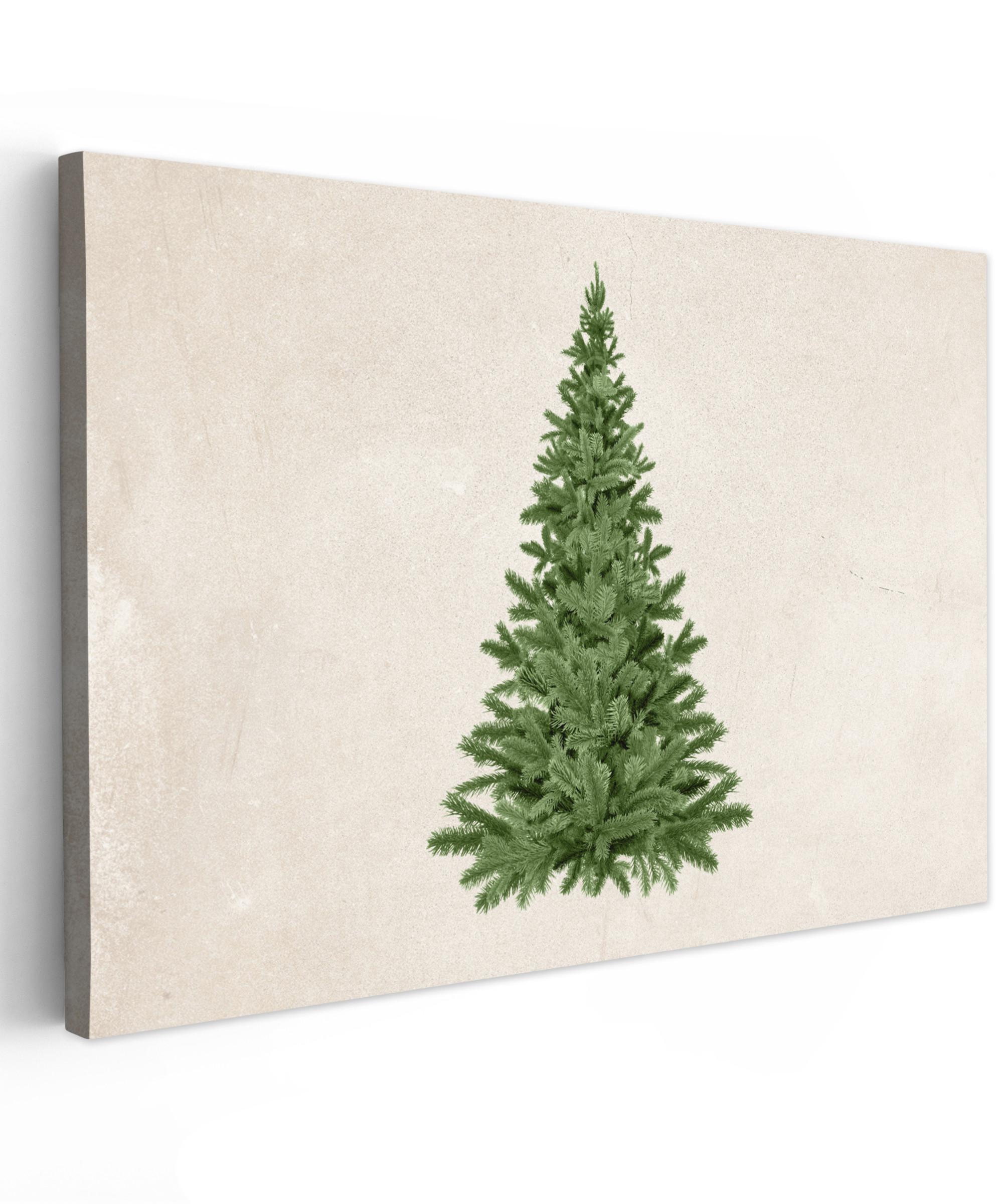 LEINWANDBILD Weihnachtsbaum - Grün - Weihnachten - Feiertage Wohnzimmer Groß 120x80 cm - Olivgrün, Textil (120/80cm) - MuchoWow