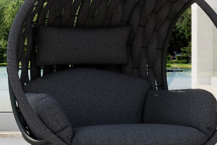 Hängesessel Dunkelgrau inkl. Sitz- und Zierkissen Bezüge abnehmbar und waschbar Outdoorstoff