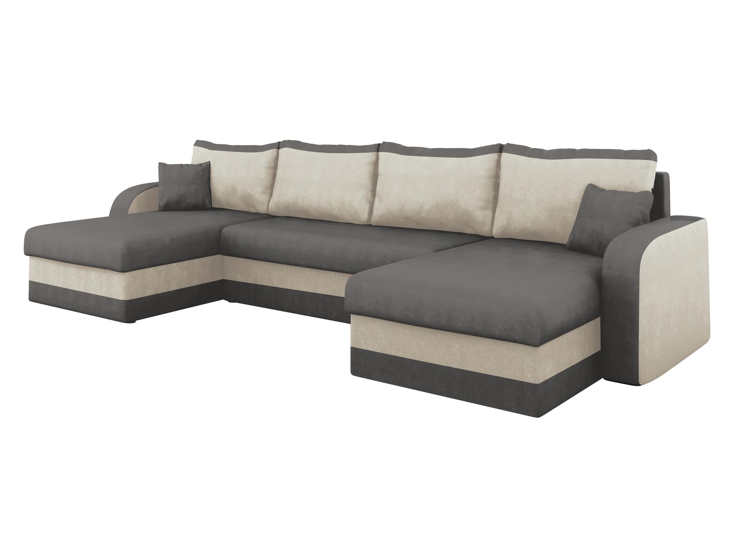 ECKSOFA Kris U - Hellgrau/Schwarz, Holz/Kunststoff (304/80/140cm) - MIRJAN24