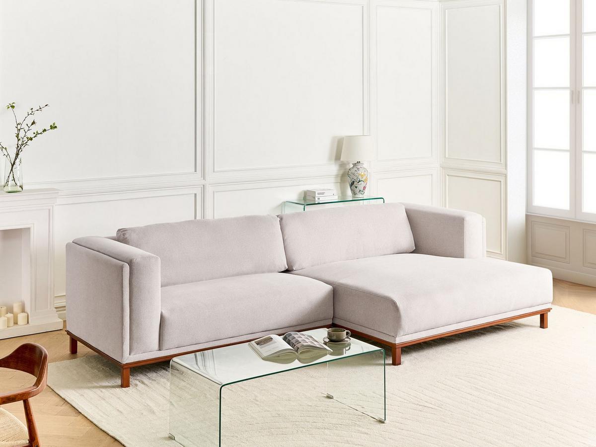 ECKSOFA 4-Sitzer Stoff Hellbeige linksseitig Veng - Hellbraun/Beige, Textil (310/155cm) - Beliani