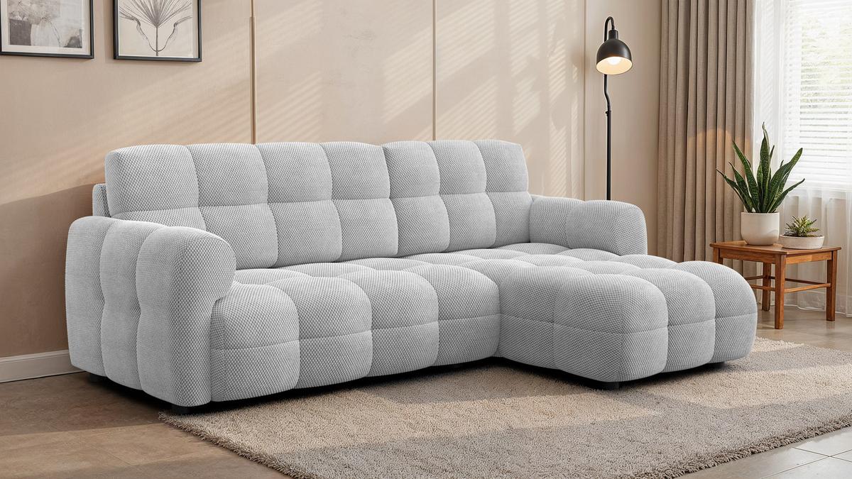 ECKSOFA MELLOW 3-Sitzer, hellgrau - Hellgrau/Schwarz, Holz/Textil (232/156cm) - Wozimo