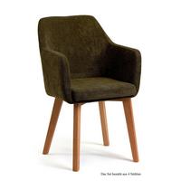 ARMLEHNSTUHL (4er-Set) Darleen 57x87x60 Eiche geölt/Khaki - Dunkelgrün/Eichefarben, Kunststoff (60/87/57cm) - 58aufmkessel