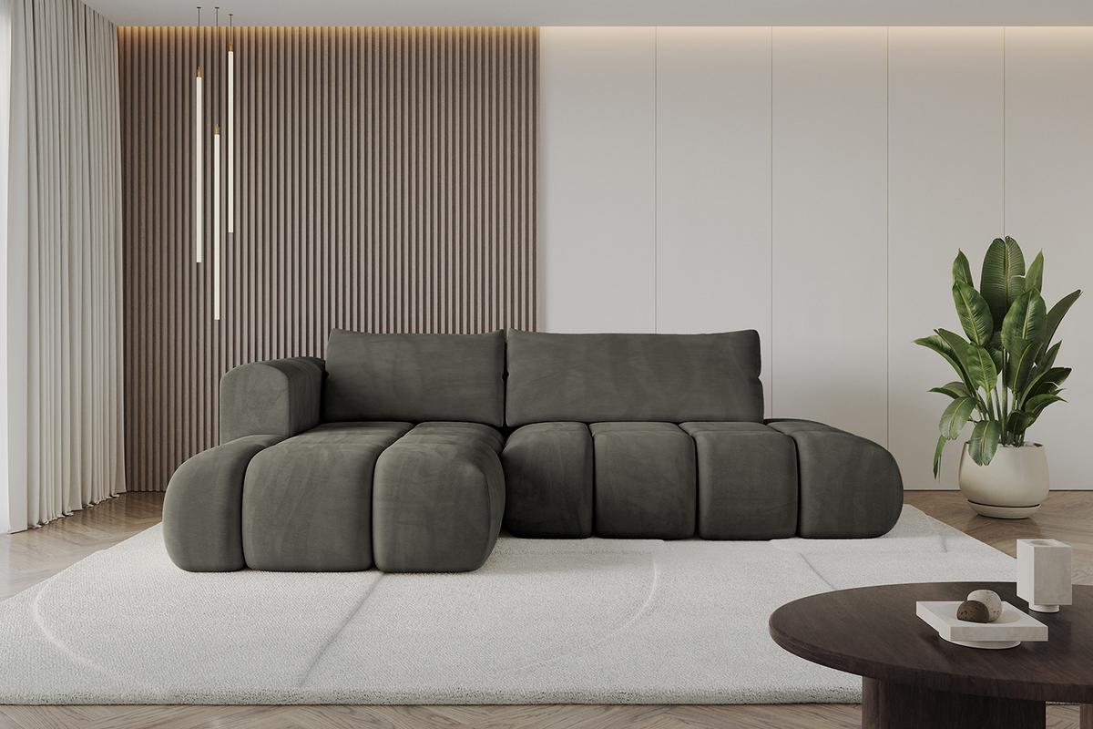 ECKSOFA Ottomane Links CLOUD-L 280x185x90 Schwarz Velours - Schwarz, Holzwerkstoff/Kunststoff (180/289cm) - ALTDECOR