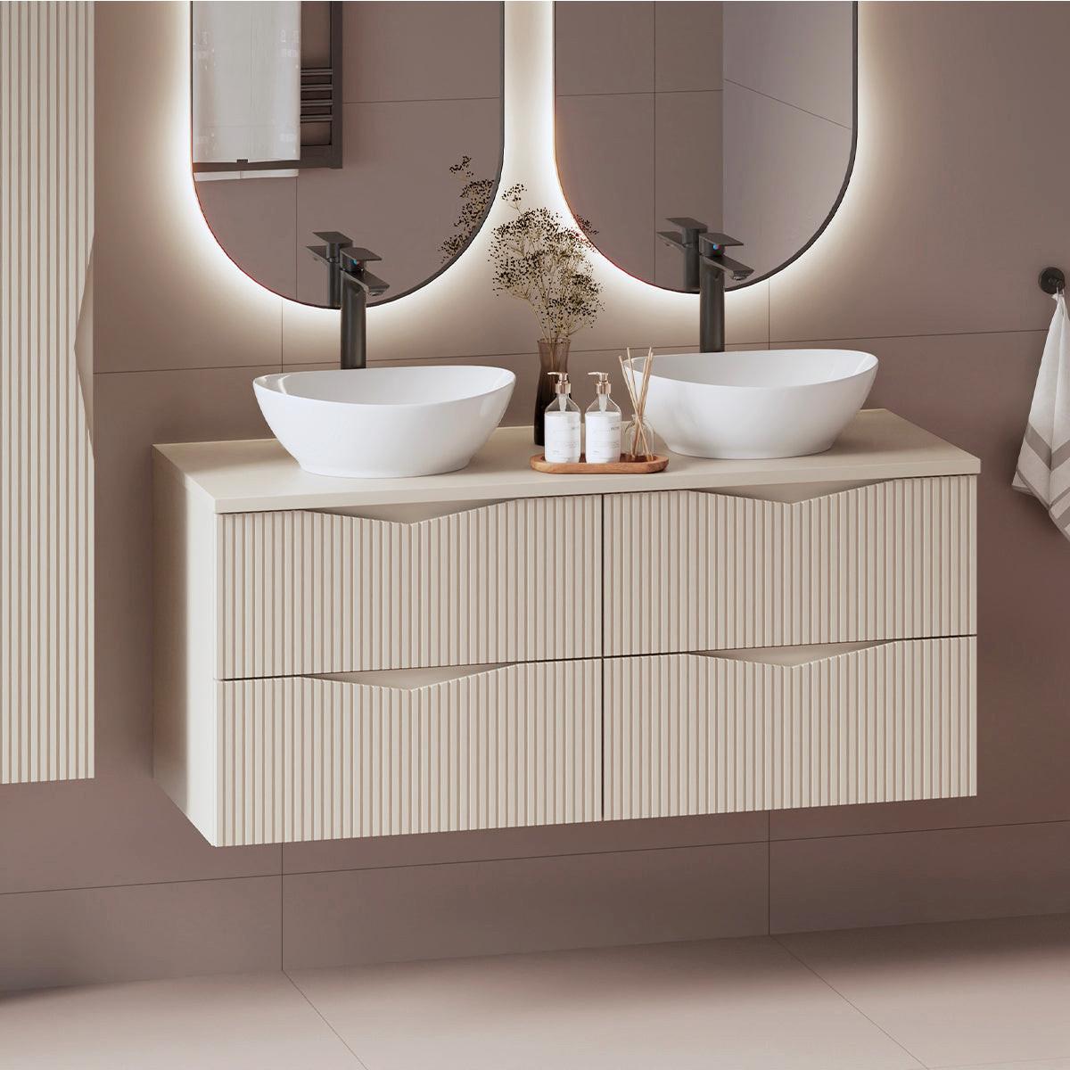 WASCHTISCHUNTERSCHRANK 120cm Tao Kaschmir - Beige, Holzwerkstoff (120/50/46.5cm) - Petits-meubles