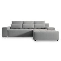 ECKSOFA Neluro Hellgrau Chenille wasserabweisend - Hellgrau/Schwarz, Kunststoff/Textil (268/184cm) - Selsey