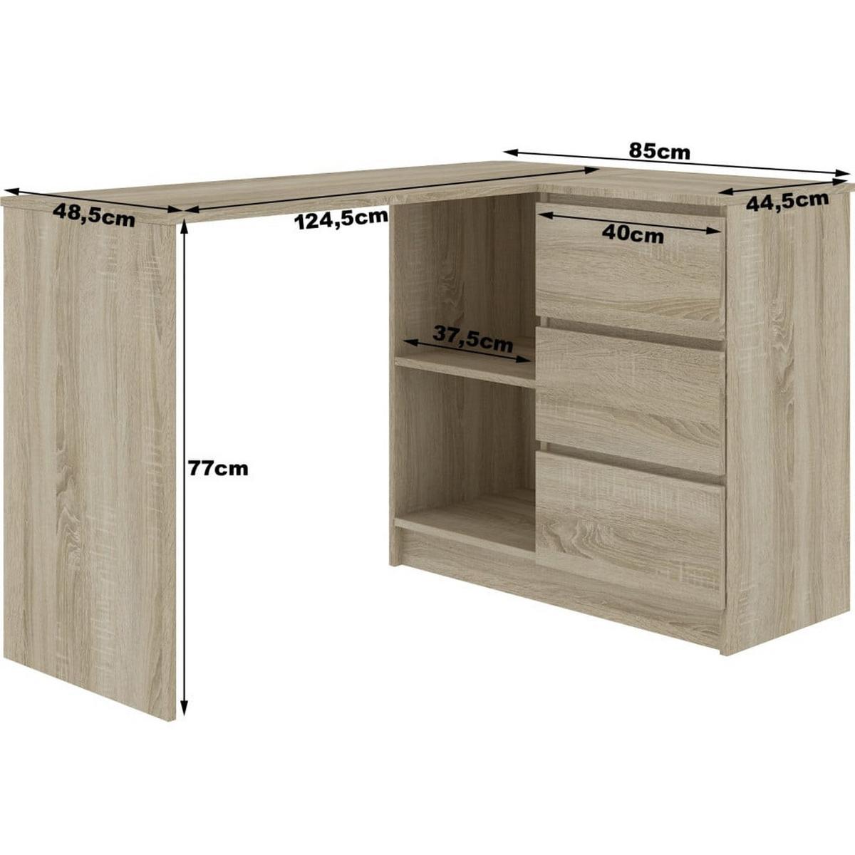 SCHREIBTISCH Eiche Sonoma, Weiß 77/124/85 - Weiß, Holzwerkstoff (124/52/77cm) - RAUMHIRSCH FURNITURE