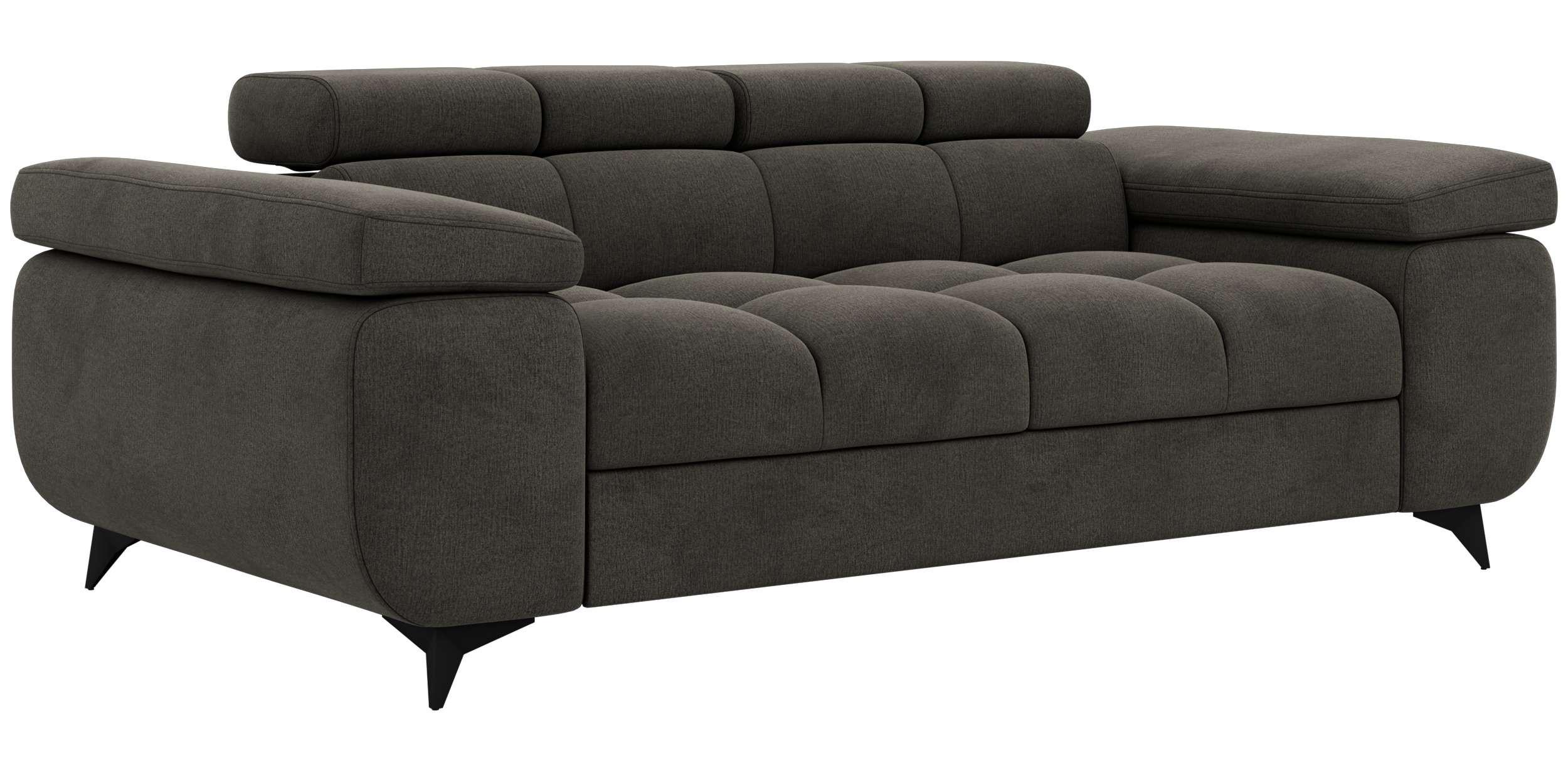 2-SITZER SOFA NIDELLO - Dunkelgrau Velvet - Dunkelgrau/Schwarz, Textil/Metall (194/70/97cm) - MKS