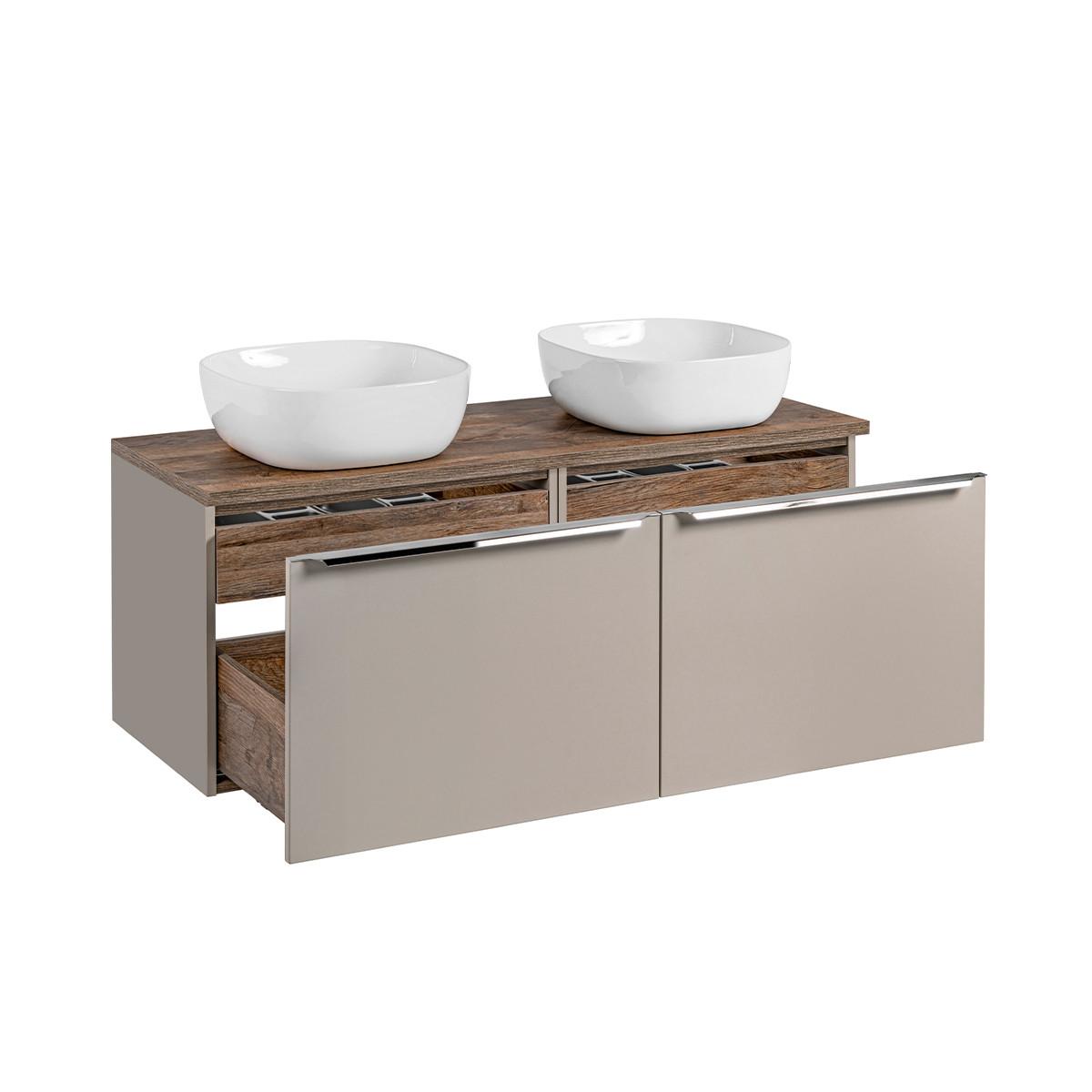 BADMÖBEL 120cm Éros 2er-Set Taupe - Taupe, Holzwerkstoff (120/48/46cm) - Petits-meubles