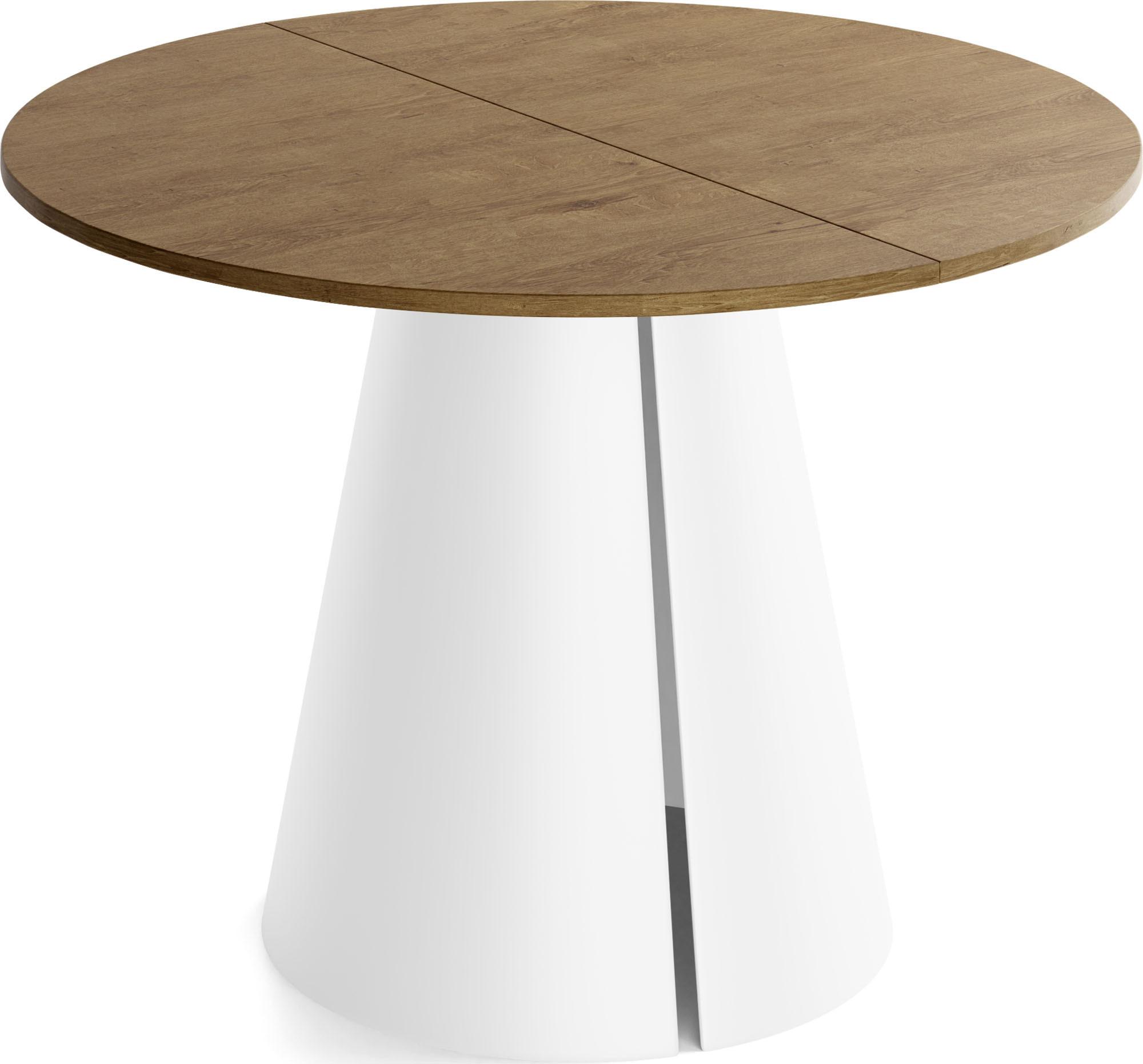 ESSTISCH Lamio runder ausziehbarer, Eiche Braun Rustikal 120-200/120/76 cm - Alteiche/Weiß, Holzwerkstoff/Metall (120/196/76cm) - WFL GROUP
