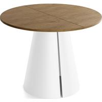 ESSTISCH Lamio runder ausziehbarer, Eiche Braun Rustikal 120-200/120/76 cm - Alteiche/Weiß, Holzwerkstoff/Metall (120/196/76cm) - WFL GROUP