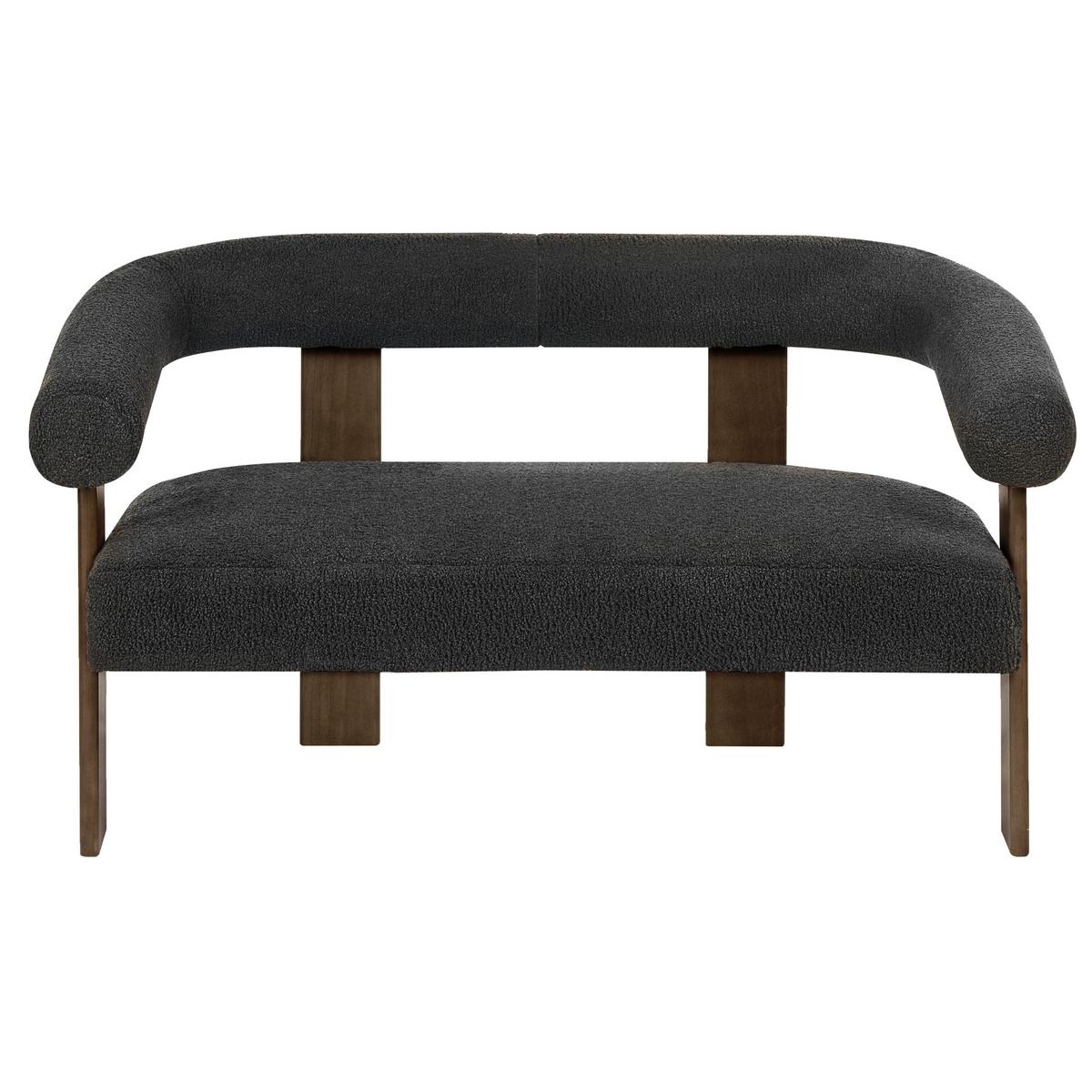 2-SITZER-SOFA Bouclé Schwarz/Dunkelbraun Ilbro - Schwarz, Textil (138/76/68cm) - Beliani