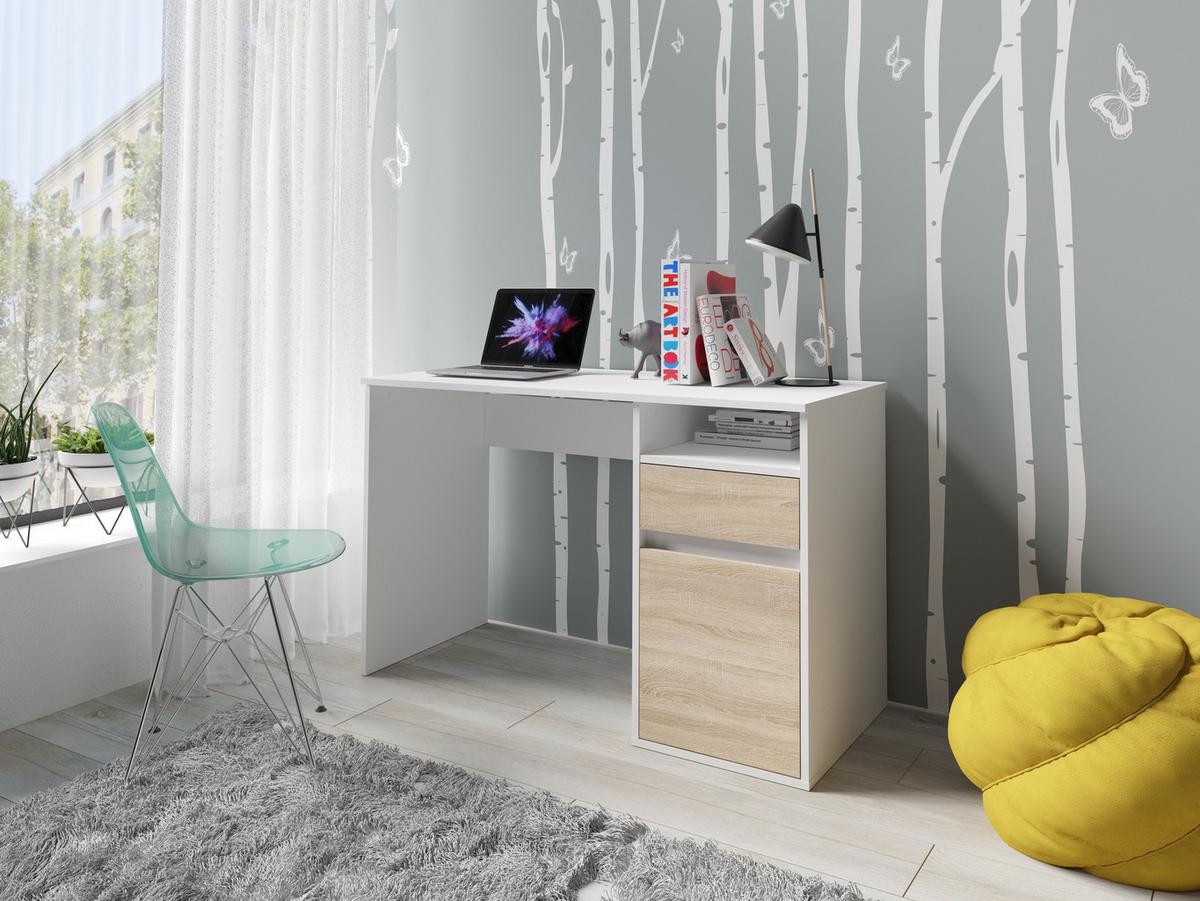 SCHREIBTISCH REGIS 120x53x75,5 cm Bürotisch Computertisch, Weiß - Weiß, Holzwerkstoff (53/120/75.5cm) - MASSENO