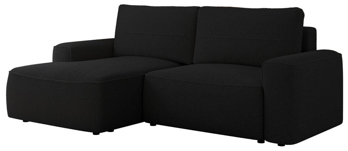 ECKSOFA BELLUNO L Schwarz Boucle - Links - Schwarz, Textil (144/233cm) - MKS