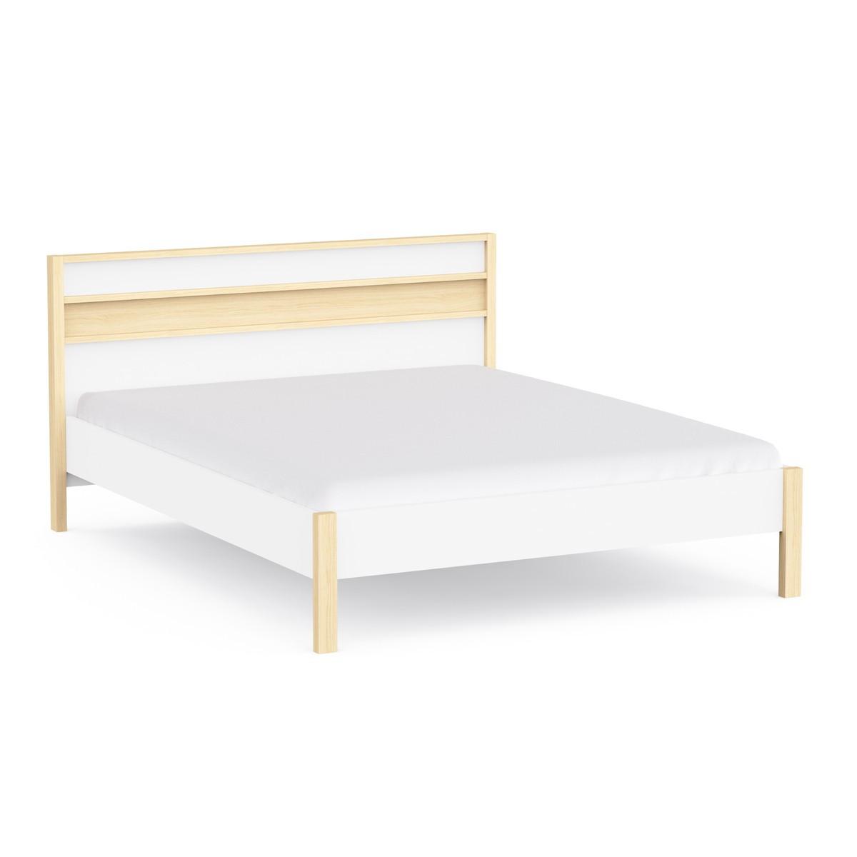 BETT in Weiß und Eiche Dekor 171,9/207,3/95 cm - Weiß, Holzwerkstoff (200/160cm) - Calicosy