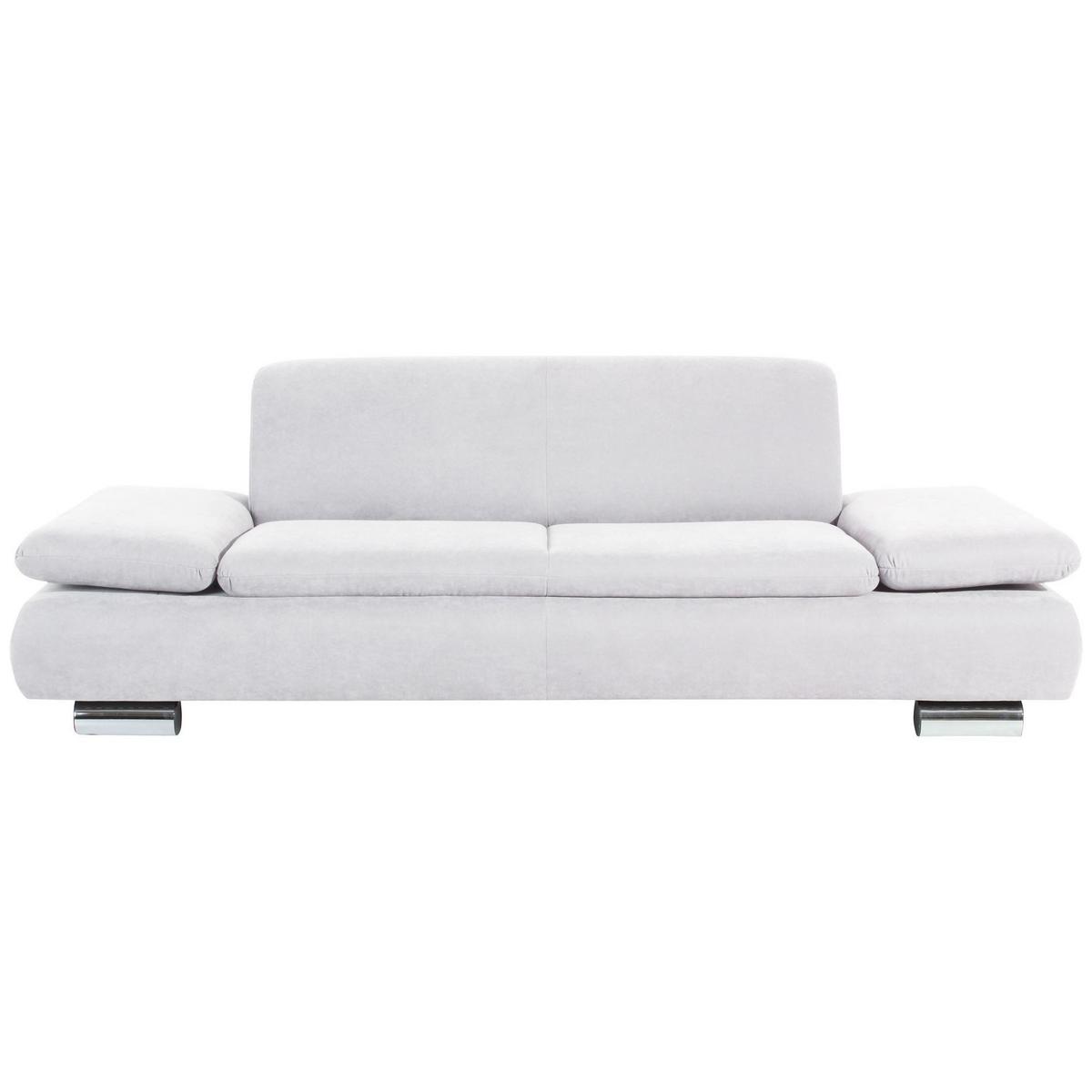 SOFA 2,5-Sitzer Kaye Bezug Veloursstoff Metallfuß verchromt / creme - Weiß, Kunststoff (221/76/90cm) - 58aufmkessel