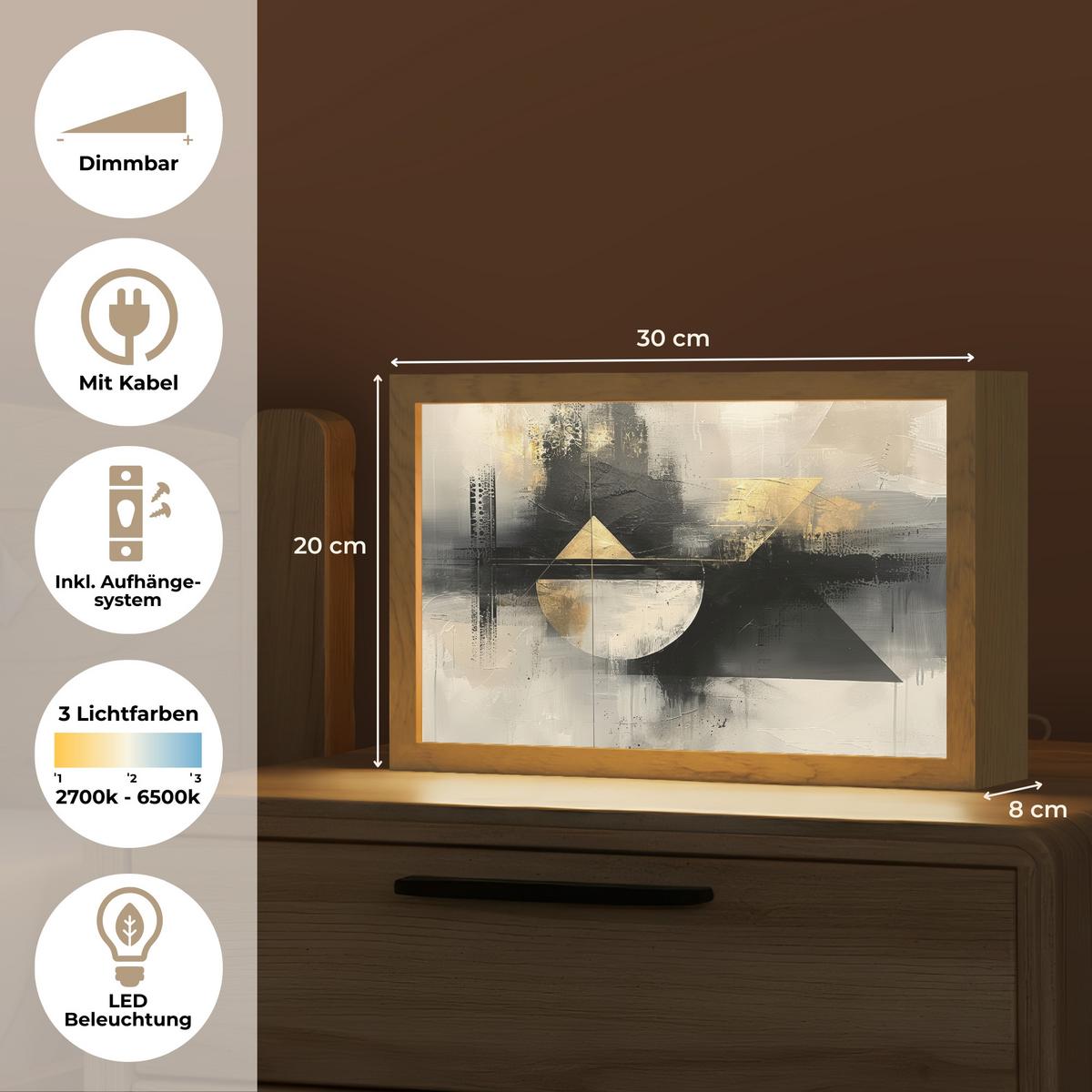 WANDLEUCHTE Abstrakt - Schwarz - Farbe - Modern 30x20 cm - Grau, Holzwerkstoff (30/20/8cm) - OnlyWow