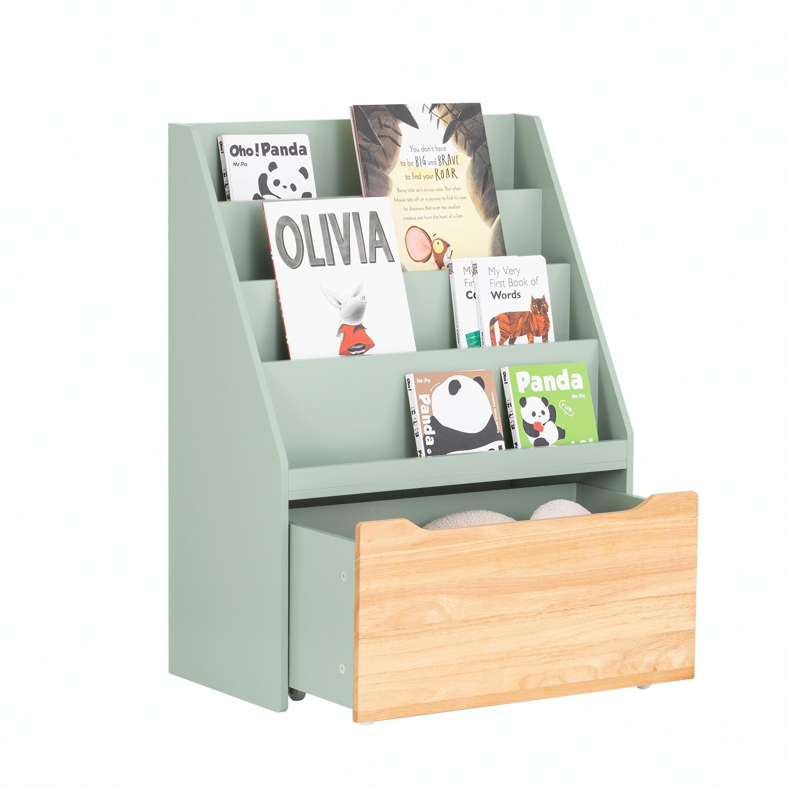 BÜCHERREGAL Grün-Natur - Naturfarben/Grün, Holz/Holzwerkstoff (62/80/30cm) - SoBuy