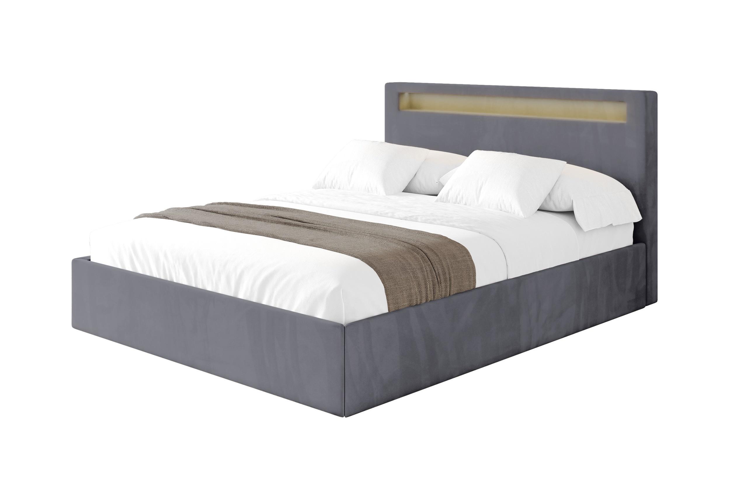 POLSTERBETT mit Bettkasten und Lattenrost, Bett mit Matratze H3/H4 - GOLA 180x200 Dunkelgrau - Dunkelgrau, Holzwerkstoff/Textil (180/200cm) - ALTDECOR
