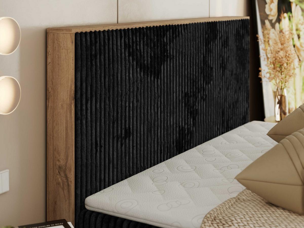 BOXBETT WOOD CLASSIC 160/200 - Schwarz Cord - H4 - Schwarz, Textil (160/200cm) - MKS