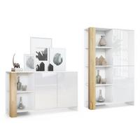 WOHNZIMMERSET Venedig Eiche Natur - Eichefarben, Holzwerkstoff (248/151.5/36cm) - Vladon