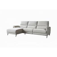 ECKSOFA ADRIANA Hellgrau Flachgewebe Relaxfunktion - Hellgrau/Schwarz, Textil/Metall (280/163cm) - KAWOLA
