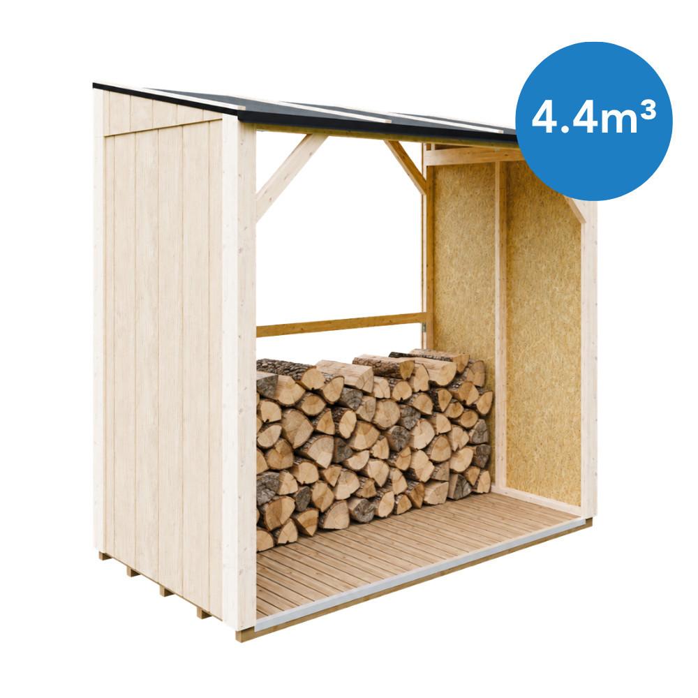 BRENNHOLZLAGER 2,54 m², Kaminholzunterstand mit ~4,4 m³ Lagerkapazität - Naturfarben, Holz (118/220/215cm) - Timbela