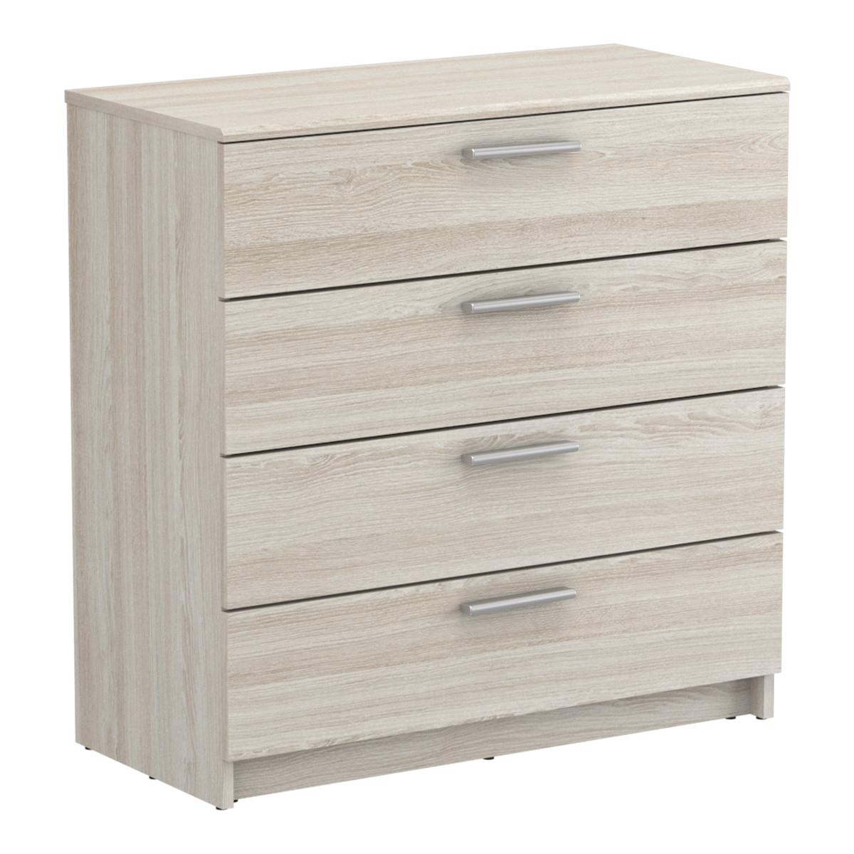 KOMMODE mit 4 Schubladen L79,6 cm, helles Holzdekor - Pricy - Eiche Artisan, Holzwerkstoff (37.9/80.6/39.7cm) - Calicosy