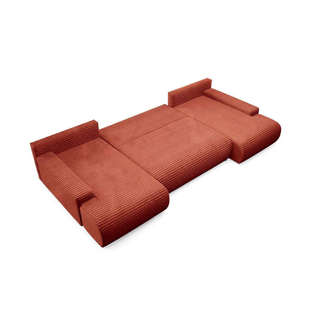 PANORAMASOFA Ivana 4 Sitzplätze Terracotta - Orange, Holz (350/85/172cm) - Petits-meubles
