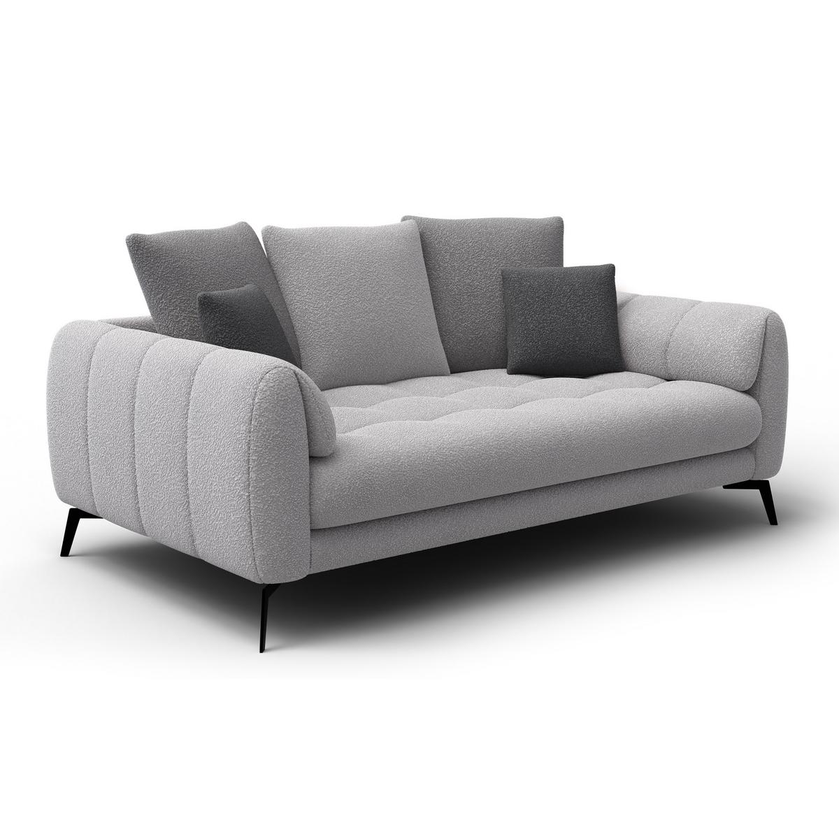 SOFA CALME 2,5-Sitzer, hellgrau und dunkelgrau - Hellgrau/Schwarz, Holz/Textil (199/92/108cm) - Wozimo