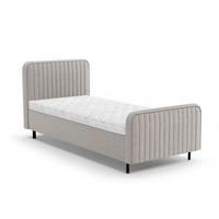 POLSTERBETT Lami 90x200, Einzelbett mit Bettkasten und Schaumstoffmatratze 10 cm, Dunkelbeige - Sandfarben/Schwarz, Textil/Metall (90/200cm) - Beautysofa
