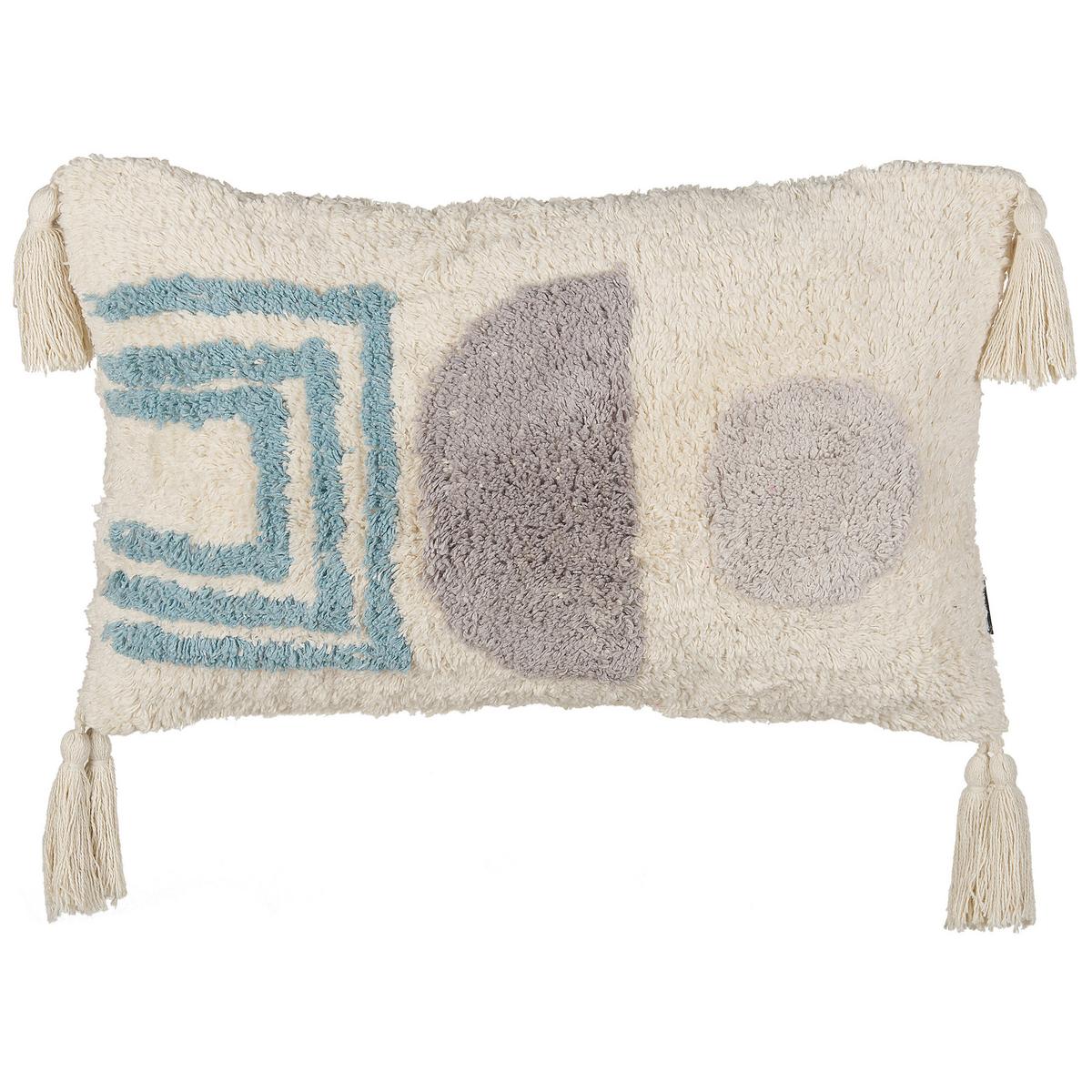 DEKOKISSEN 2er-Set Weiß 30/50 cm Cassiope - Blau/Multicolor, Textil (30/50cm) - Beliani