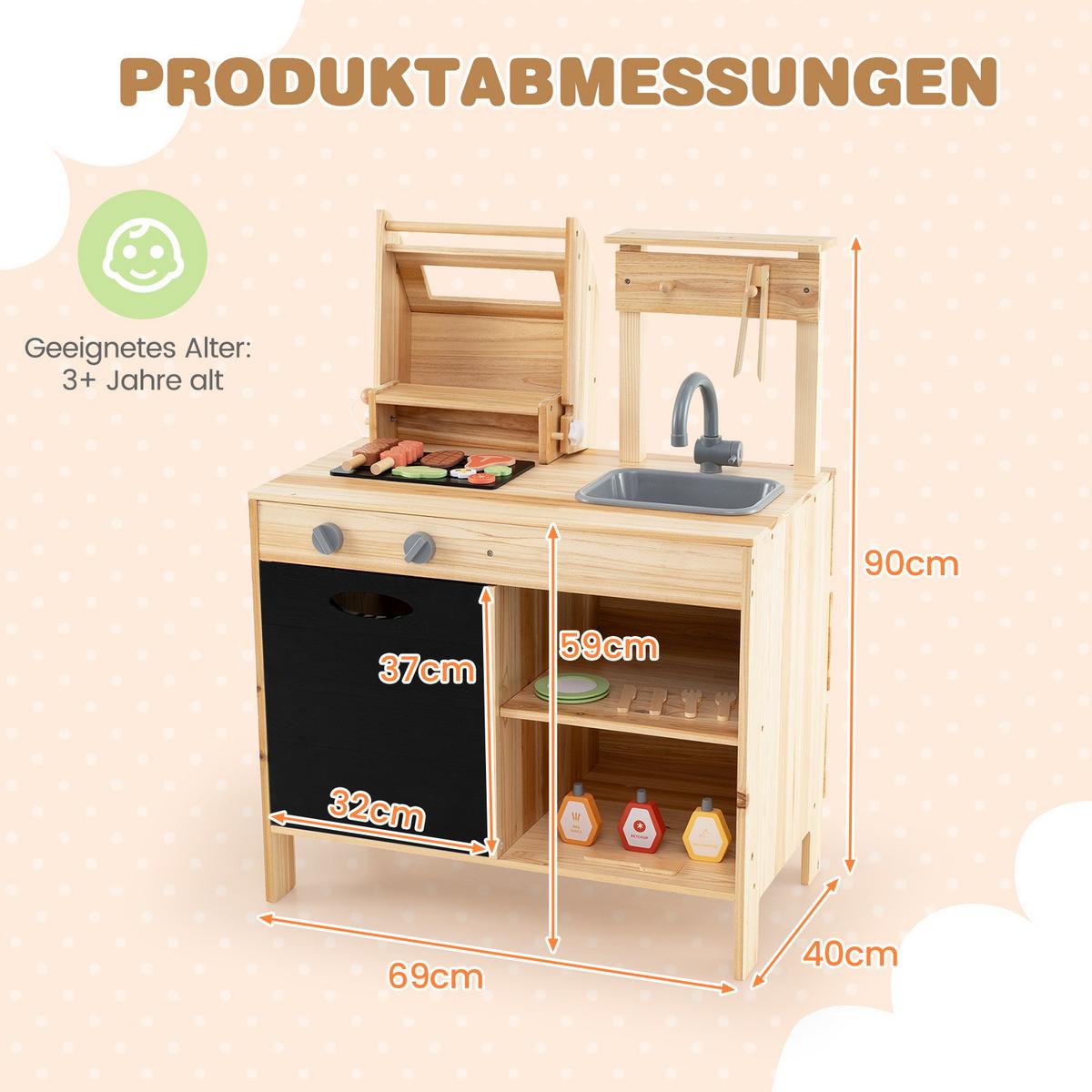 KINDERKÜCHE Outdoor Natur - Naturfarben, Holz (40/69/90cm) - COSTWAY