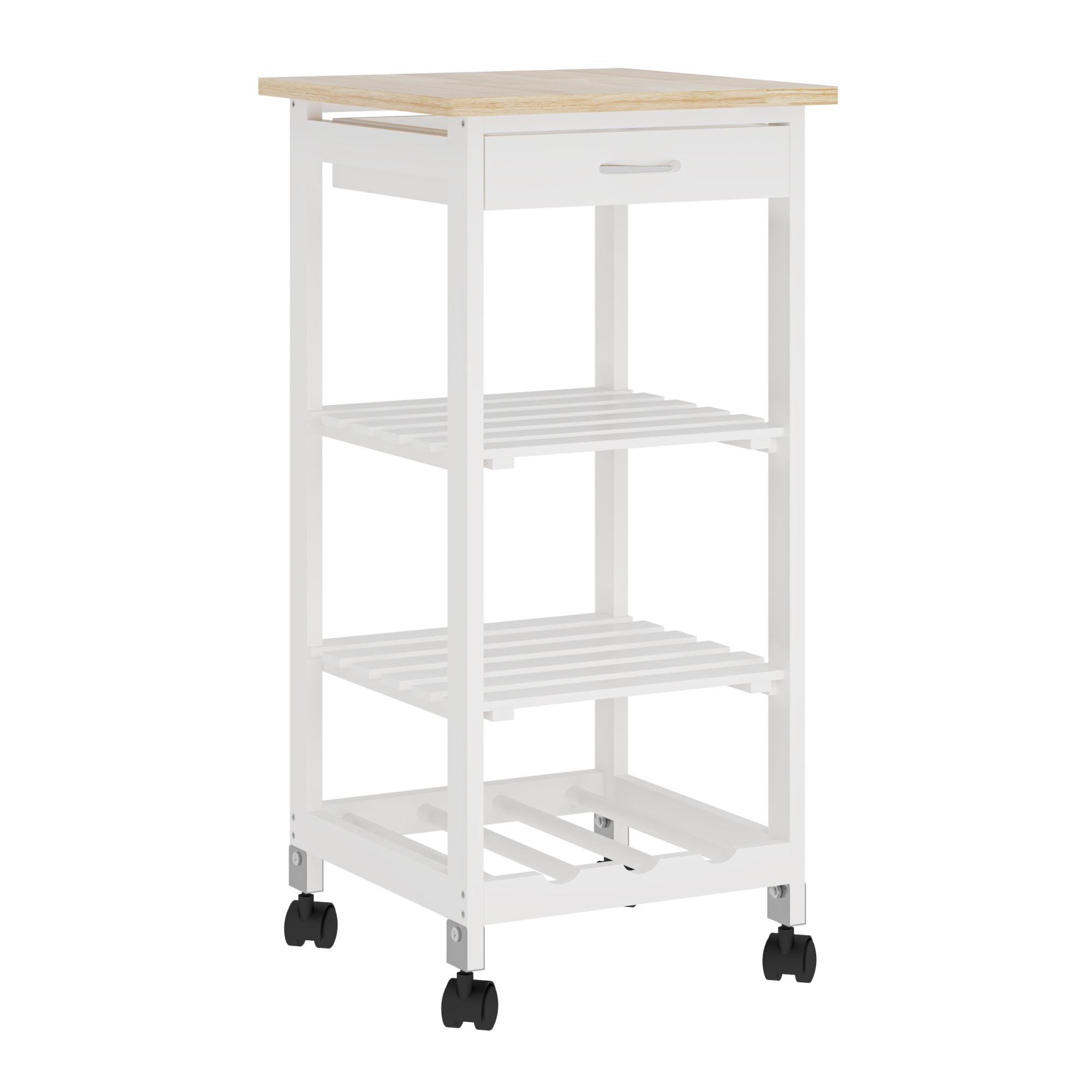 SERVIERWAGEN Biel - Weiß, Holzwerkstoff (37/76/37cm) - [en.casa]