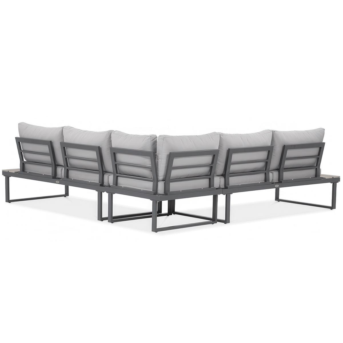 GARTENSET Madison mit Ecksofa und Kaffeetisch, Modulares Set, Metallbeine, Hellgrau - Hellgrau, Metall - Beautysofa