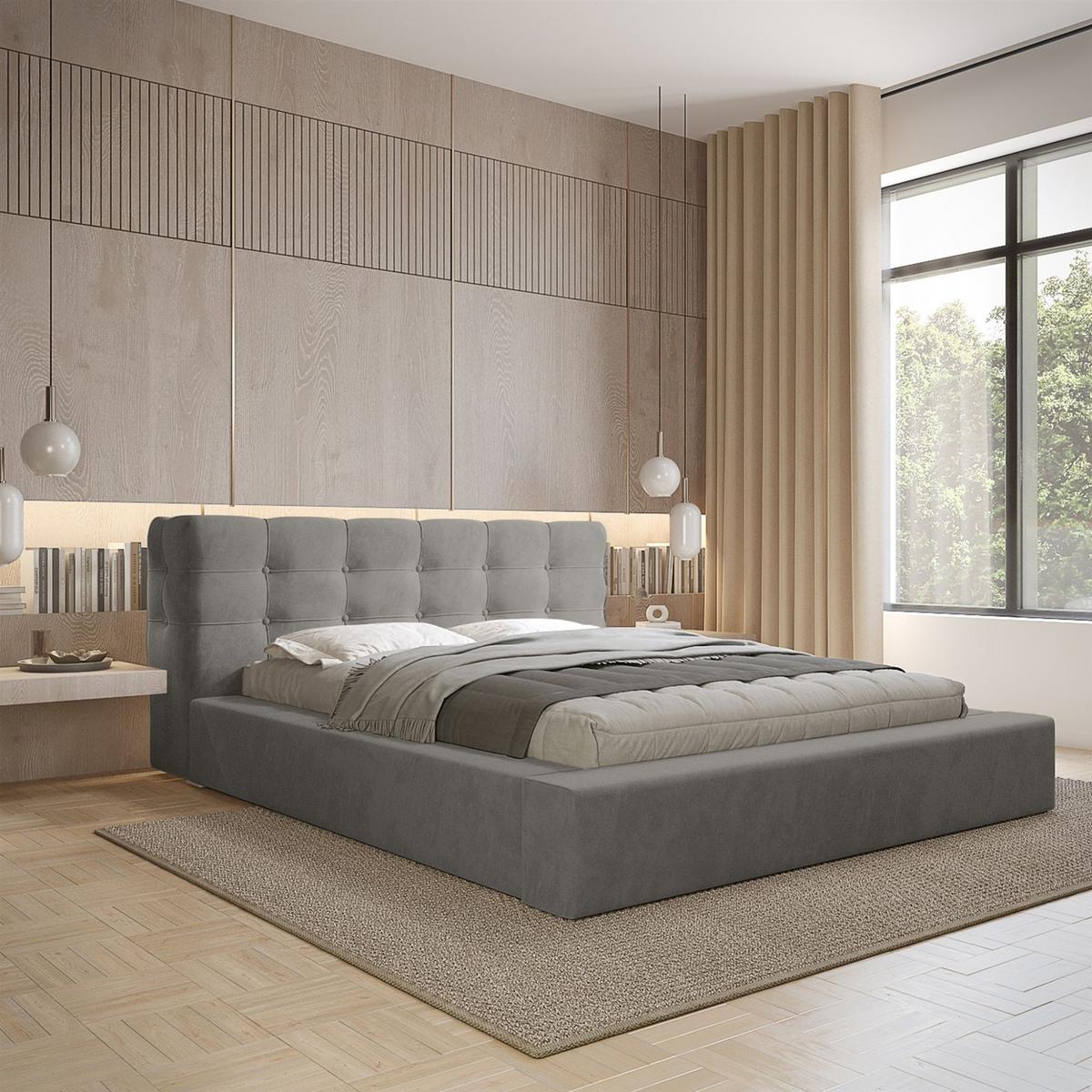 POLSTERBETT Antonio Stoff Ditra - Grau, Holzwerkstoff/Textil (180/200cm) - Fun Möbel