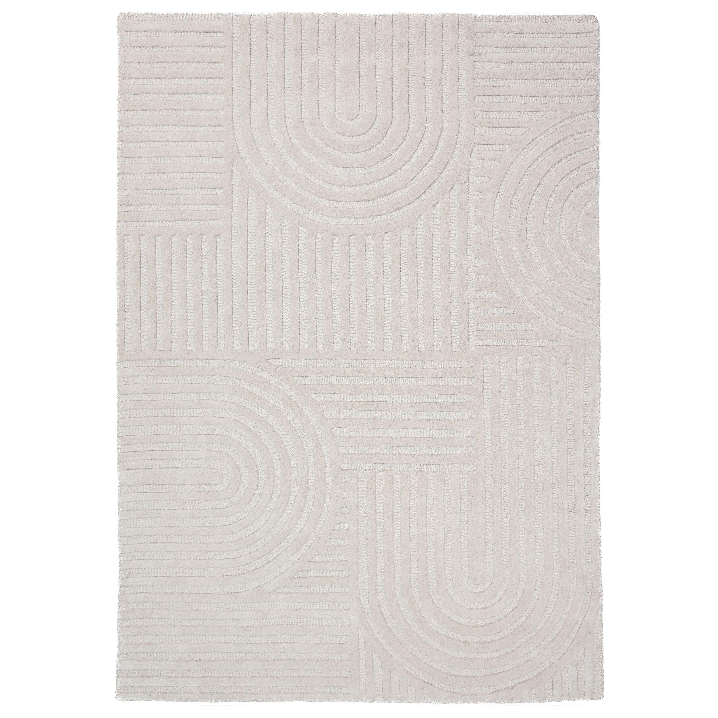 TEPPICH aus Wolle LEVEN in Elfenbein, geometrisch, 160 x 230 cm - Champagner, Textil (160/230cm) - KADIMA DESIGN